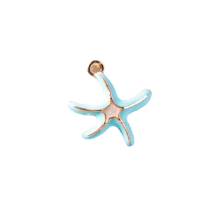 Light blue starfish pendant charm with gold alloy border for DIY jewelry making