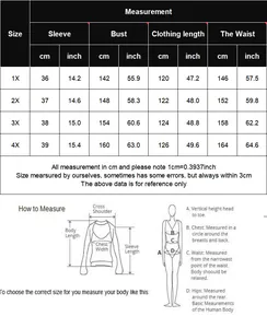 Size chart for plus size women nightwear with sleeve, bust, length and waist measurements