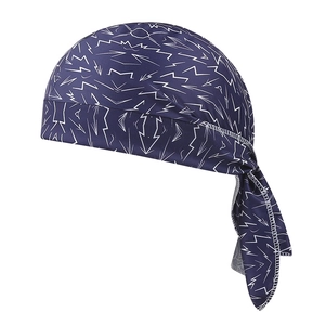 Navy blue paisley bandana cap with white lightning pattern for outdoor cycling and sports