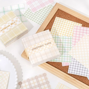 Pastel gingham pattern grid memo pads in soybean milk and chestnut cake styles