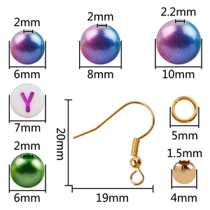 15-grid DIY jewelry kit with gradient pearls, letter beads, and gold-plated earring hooks