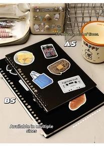 Close-up of frosted PP binder covers in A5 and B5 sizes with cute aesthetic stickers