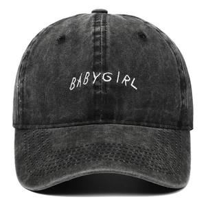 Casquette Baseball Brodée Babygirl Coton Lavé Rétro Distressed Ajustable Sport Chapeau Soleil Femmes Hommes