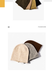 Vue à plat de bonnets en laine tricotés chauds colorés avec bords roulés aux tons terre