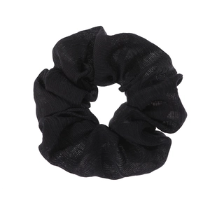 Minimalistische Franse zwarte geplooide stoffen scrunchie voor elegante kapsels dames