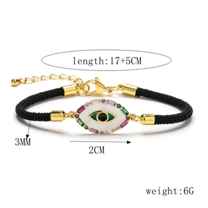 Detail view of Evil Eye bracelet with 17+5cm dimensions and colorful zircon pendant