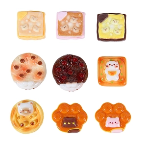 Set of 9 cute resin cartoon cat and bear dessert charms for DIY crafts and accessories
