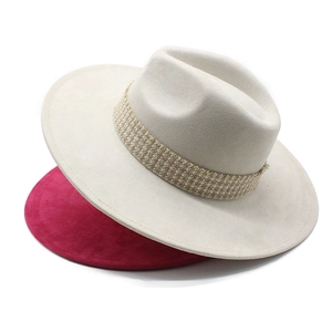 French Vintage Style Wide Brim Fedora Hat For Women Polyester Suede Texture Jazz Hat With Woven Band Elegant British Style Woolen Felt Hat