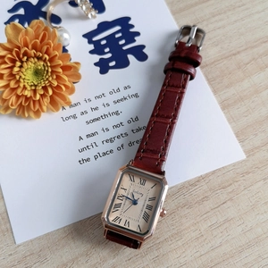 Vintage Women Quartz Watch Rectangular Alloy Case PU Leather Strap Roman Numerals Fashion Elegant Analog Wristwatch