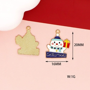 Detail of Christmas snowman enamel pendant with 20mm height and 16mm width dimensions