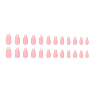 Matte light pink gradient almond press-on nails set with 24 pieces in various sizes