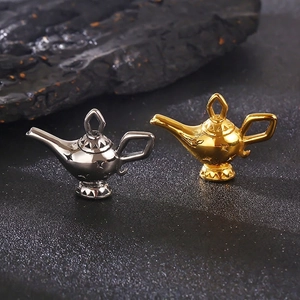 Retro Magic Lamp Pendant Stainless Steel Vacuum Plating Wishing Light Vintage Punk Hip Hop Jewelry For Men Women