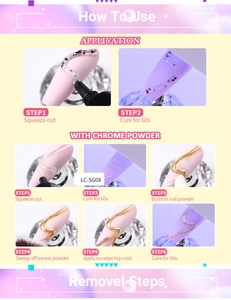 Step-by-step 5D nail art tutorial for carving gel and chrome powder application