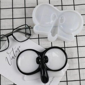 Detailed view of flexible silicone resin mold with funny glasses and nose face design
