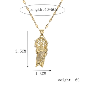 Detailed size chart for 18K gold plated copper pendant necklace with zircon dimensions