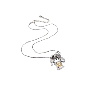 Collana regolabile con ciondolo a croce e fiori di zircone su una sottile catena a sfere