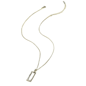 Detailed macro view of rectangular hammered texture pendant with an adjustable link chain