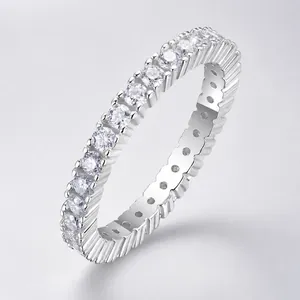 Moissanite Eternity Ring 925 Sterling Silver Full Pavé D Color 3EX Cut Sparkling Elegant Wedding Jewelry For Women