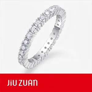 Moissanite Eternity Ring 925 Sterling Silver Full Pavé D Color 3EX Cut Sparkling Elegant Wedding Jewelry For Women