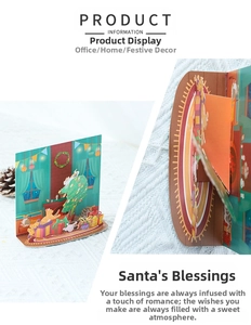 Detaillierte 3D-Weihnachtskarte mit festlicher Katze und Kamin für besondere Grüße