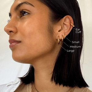 Minimalistische 18k vergoldete Edelstahl-Ohrringe im Set mit Ear Cuff für Damen