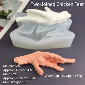 Realistic 2-cavity chicken feet silicone mold for soap, candles and cake decorating