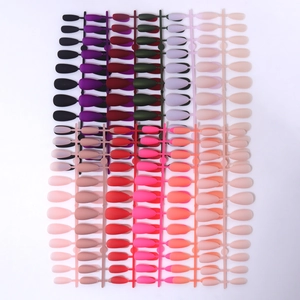 Matte Almond Press On Nails Frosted Artificial False Nail Tips Women Daily Simple Solid Color Long Water Drop Plastic