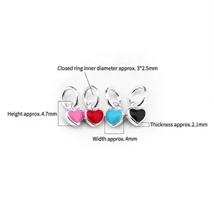 Colorful S925 silver enamel heart pendants for DIY jewelry making in multiple colors