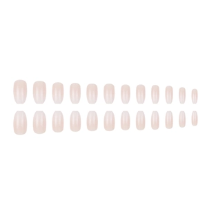 Sweet gradient nude pink press-on nails set with 24 ballet-style square round fake nails