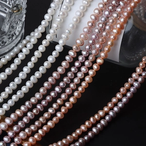 5mm natural freshwater pearl strand in white pink and purple colors for DIY jewelry making