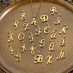 Cursive Initial Letter Pendant Necklace Stainless Steel 18K Gold Plated Script Alphabet Necklaces Minimalist Jewelry Unisex