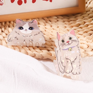 Cute Cartoon Cat Animal Shape Hair Claw Clips Acetate Artificial Pearl Luster Sweet Hair Accessories For Women Girls