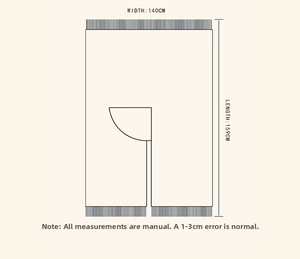 Size chart for oversized ethnic shawl showing width 140cm and length 159cm measurements