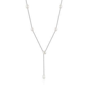 Elegante S925 Sterling Silber Y-Halskette mit natürlichen Süßwasserperlen und Quasten