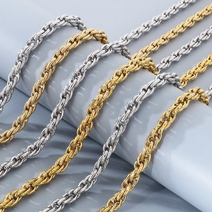 Stainless Steel Twisted Rope Chain Necklace And Bracelet With OT Toggle Buckle Unisex Hip Hop Punk Fashion Jewelry