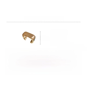 Detail view of wave cuff bracelet in matte gold acrylic with dimensions and 29.4g weight