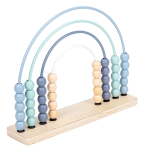 Boulier éducatif en bois à 4 rangées aux couleurs morandi pour l'apprentissage des maths
