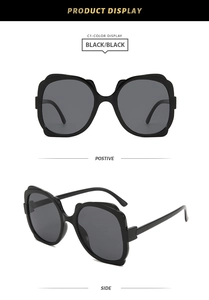 Front and 45-degree side view of classic black butterfly frame sunglasses with UV protection