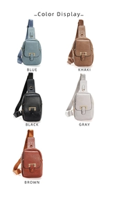 Color display of vintage leather backpacks in blue, khaki, black, gray, and brown tones