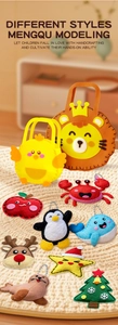 DIY Bastelset für Kinder mit bunten Filztaschen in Tierform und festlichen Anhängern