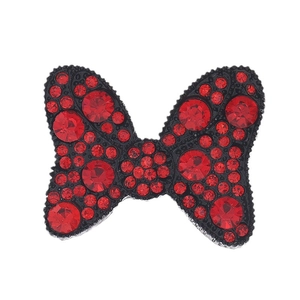 Elegant black bow accessory with red sparkling rhinestones for DIY phone case decor