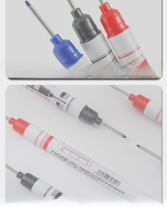 Detail of 20mm long tip markers in red black blue with a 3cm scale on the barrel