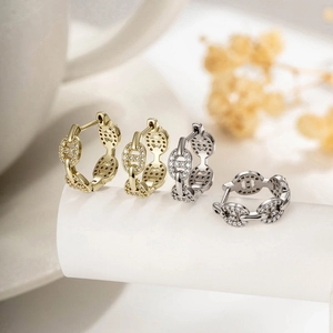 Créoles Rétro Françaises Nez De Cochon Cuivre Micro Pavé Zircone Bijoux D'Oreille De Luxe Pour Femmes