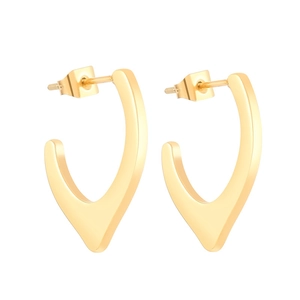 Minimalistische V-förmige 18k vergoldete Edelstahl-Ohrstecker auf weißem Hintergrund