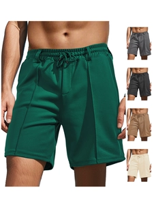 Detail view of quick-dry mesh fabric and drawstring waist on men's summer beach shorts