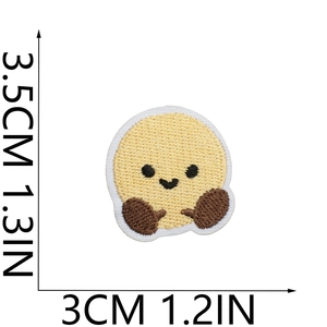 Detail showing 3.5cm mini cartoon yellow character embroidery patch size dimensions