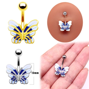 Modisches Schmetterling Bauchnabelpiercing mit Zirkonia in Gold- und Silber-Optik