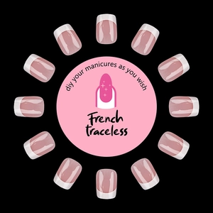 Faux ongles French manucure carrés courts lot de 120 pièces sur fond noir chic