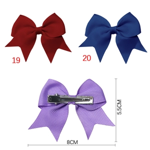 Handmade 8cm grosgrain ribbon hair bows with metal duckbill clips in red blue and purple