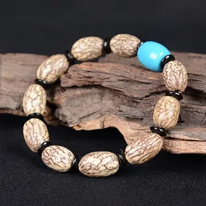 Ethno-Stil Blutseide Bodhi Samen Perlenarmband Für Damen Zen Meditation Gebetsperlen Poliertes Bodhi Armband Mit Harz Akzenten Geschenk